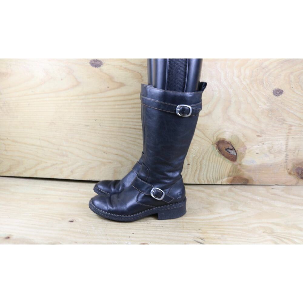 B.O.C. Born Boots Womens Cross 7 Black Leather ODA Zip 2 Buckle